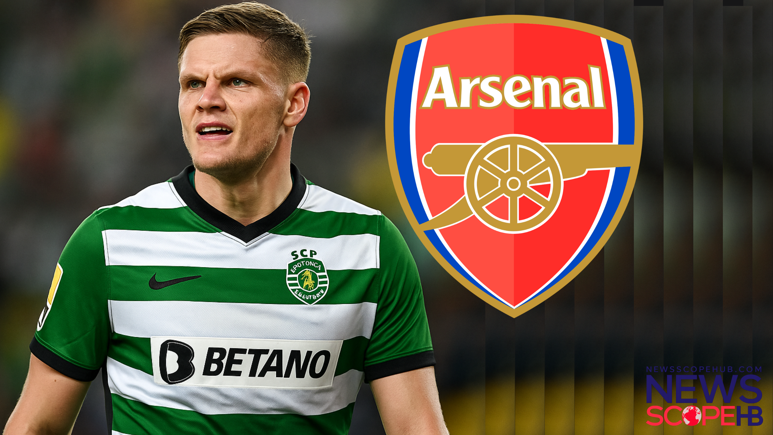 Victor Gyökeres in Sporting CP jersey, eyed by Arsenal for summer transfer