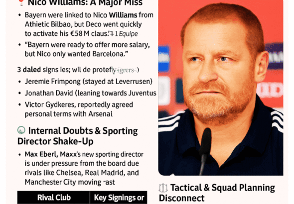 Bayern Munich sporting director Max Eberl looks frustrated during a press conference