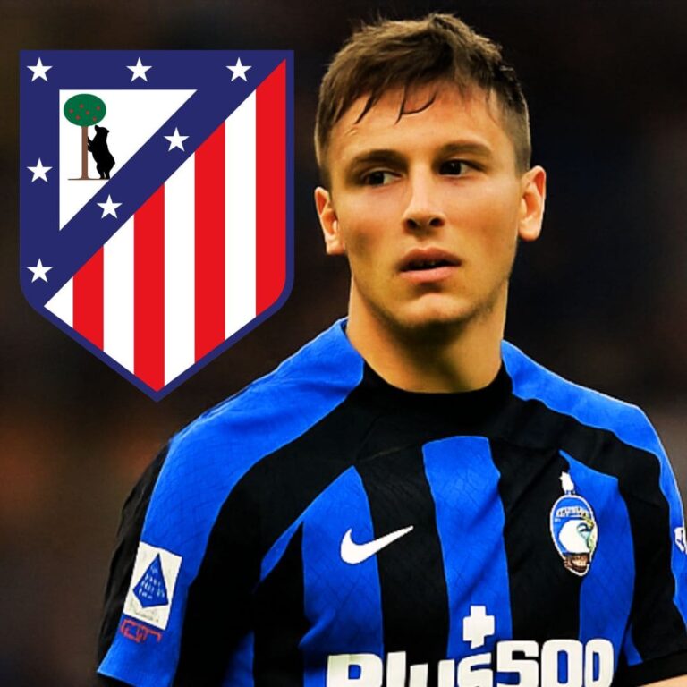 Matteo Ruggeri in Atlético Madrid jersey during official signing